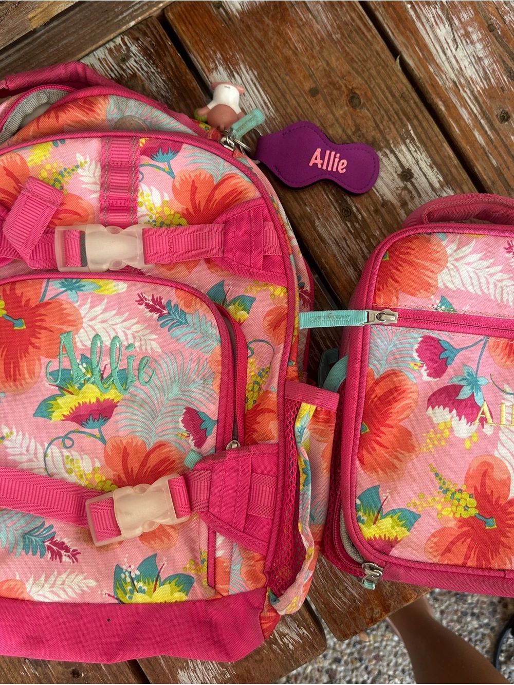 Pottery Barn Kids Pink Floral Backpack and Lunch Bag Set